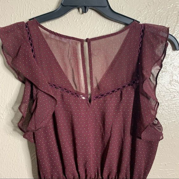 Bb Dakota carra flounce dress polka dot maroon - Picture 6 of 8